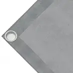 Bâche couverture de benne en PVC haute ténacité, poids 280g/m². Bâche microperforée, non imperméable, grise. Œillets 40 mm - cod.CMHSK-40T